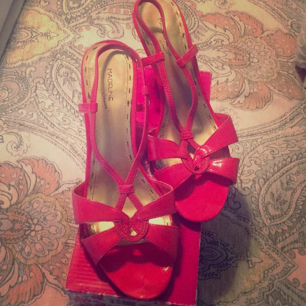Strappy coral heels